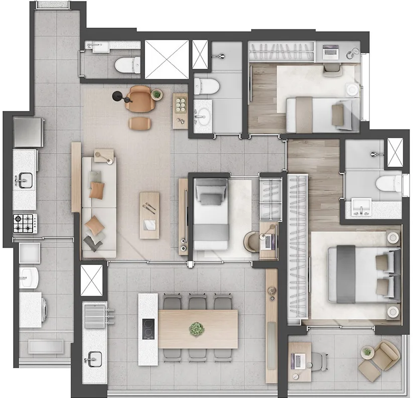 Planta do Alta Romana by REM em Vila Romana — 2 dormitórios, 88 m²