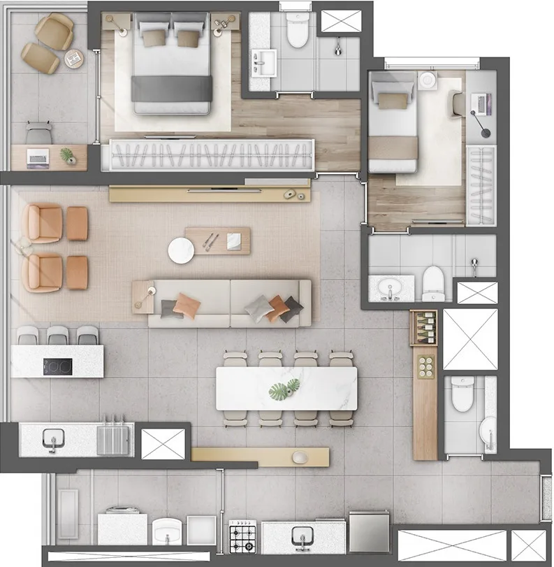 Planta do Alta Romana by REM em Vila Romana — 2 dormitórios, 88 m²