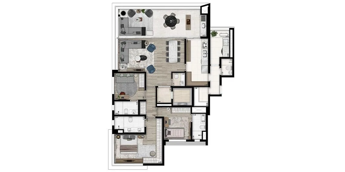 Planta do AR Ibirapuera em Ibirapuera — 3 dormitórios, 171 m²