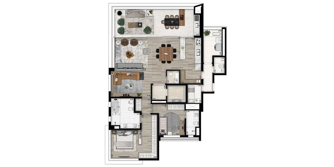 Planta do AR Ibirapuera em Ibirapuera — 2 dormitórios, 171 m² (opção)