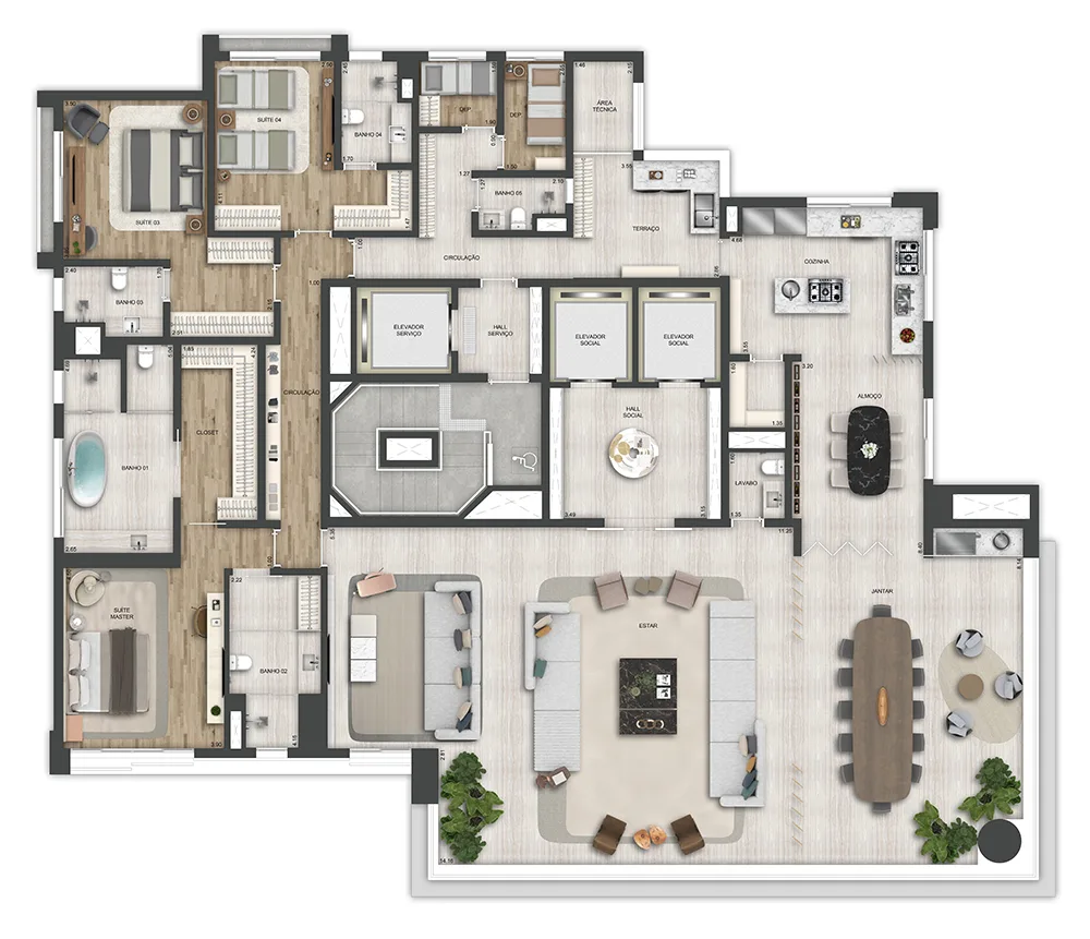 Planta do Arbre Vila Nova Conceição em Vila Nova Conceição — 3 dormitórios, 372 m² (opção)