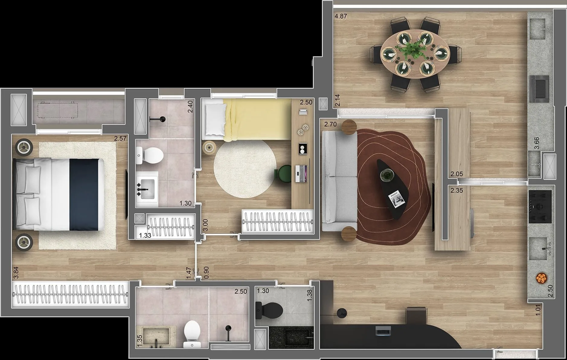 Planta do Ári Butantã em Butantã — 2 dormitórios, 80 m² (opção)