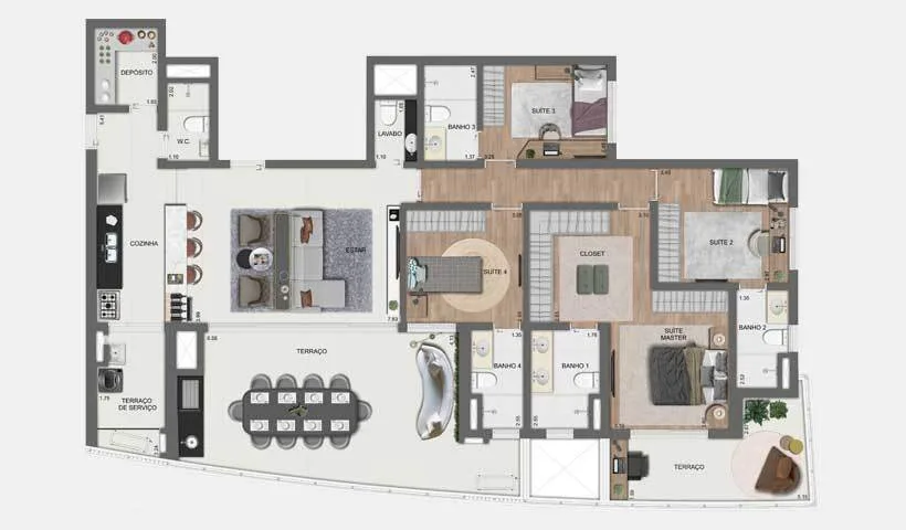 Planta do Arkadio EZ by Ott em Jardim das Acácias — 180 m²