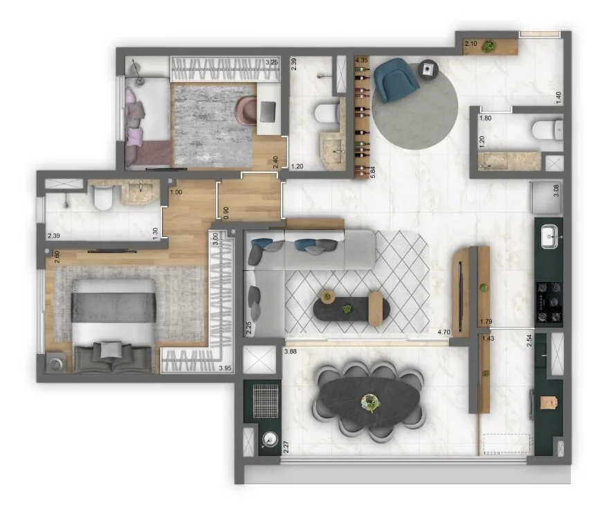 Planta do Arq Mooca By Living em Mooca — 2 dormitórios – 82 m²