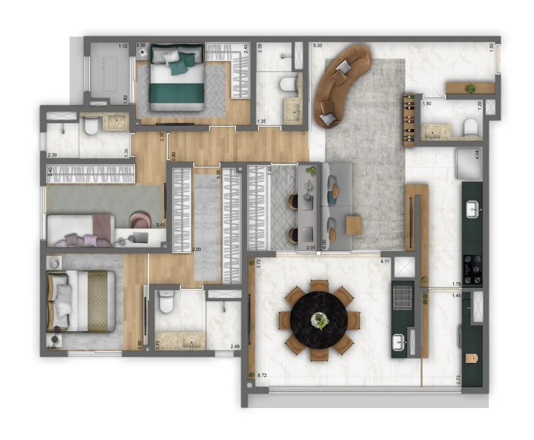 Planta do Arq Mooca By Living em Mooca — 3 dormitórios – 120 m²