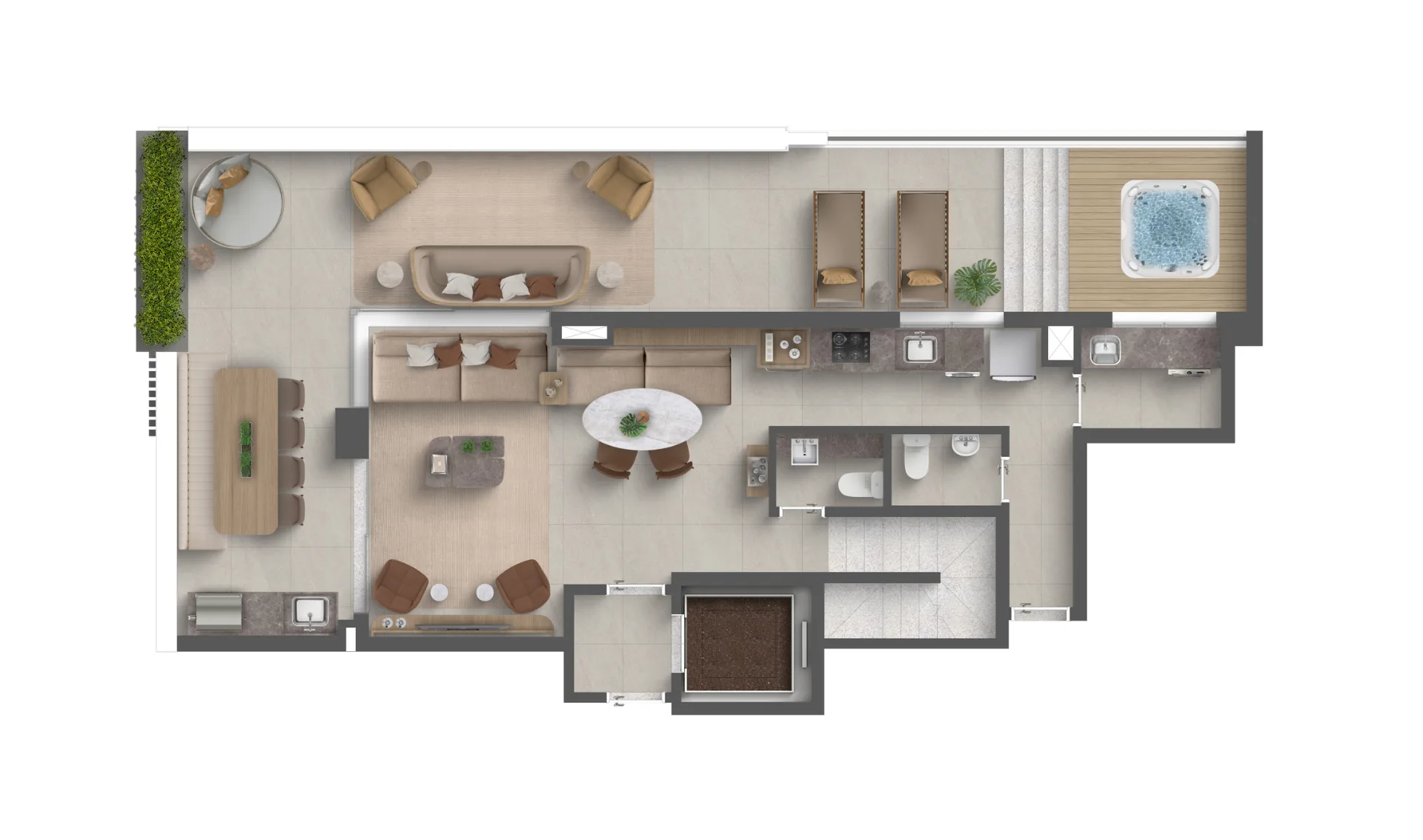 Planta do Art Space em Moema — 2 dormitórios, 128,29 m²