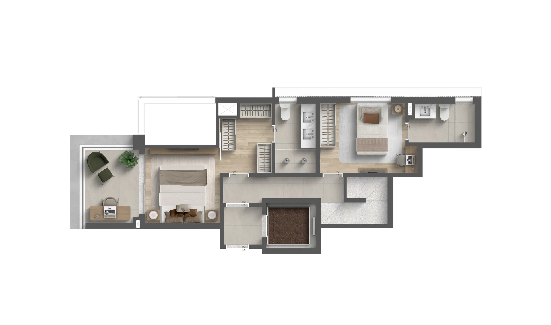 Planta do Art Space em Moema — 2 dormitórios, 180,38 m²