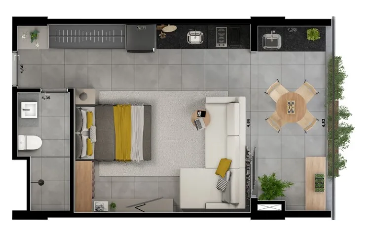 Planta do Artem em Jardim Anália Franco — studio de 42 m²