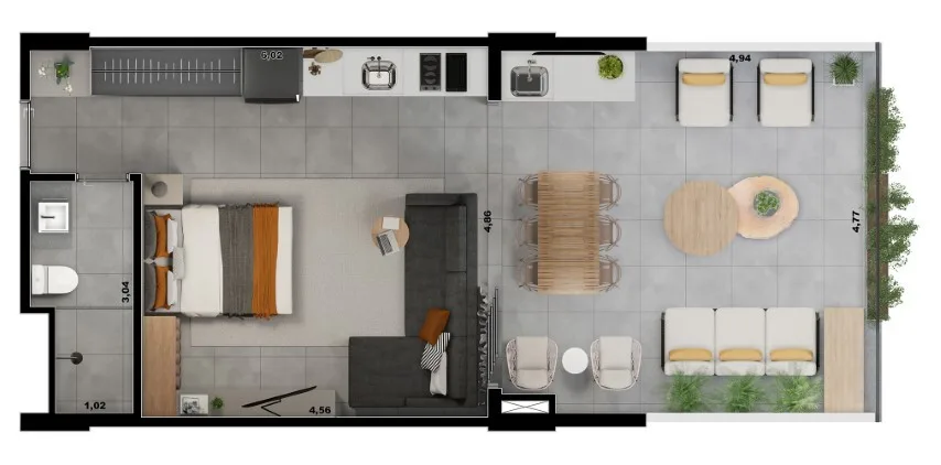 Planta do Artem em Jardim Anália Franco — 1 dormitório, 59 m²