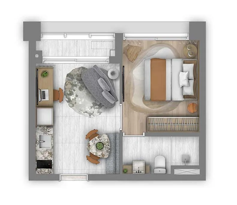 Planta do Art’Stone Smart em Itaim Bibi — 1 dormitório – 30 m²