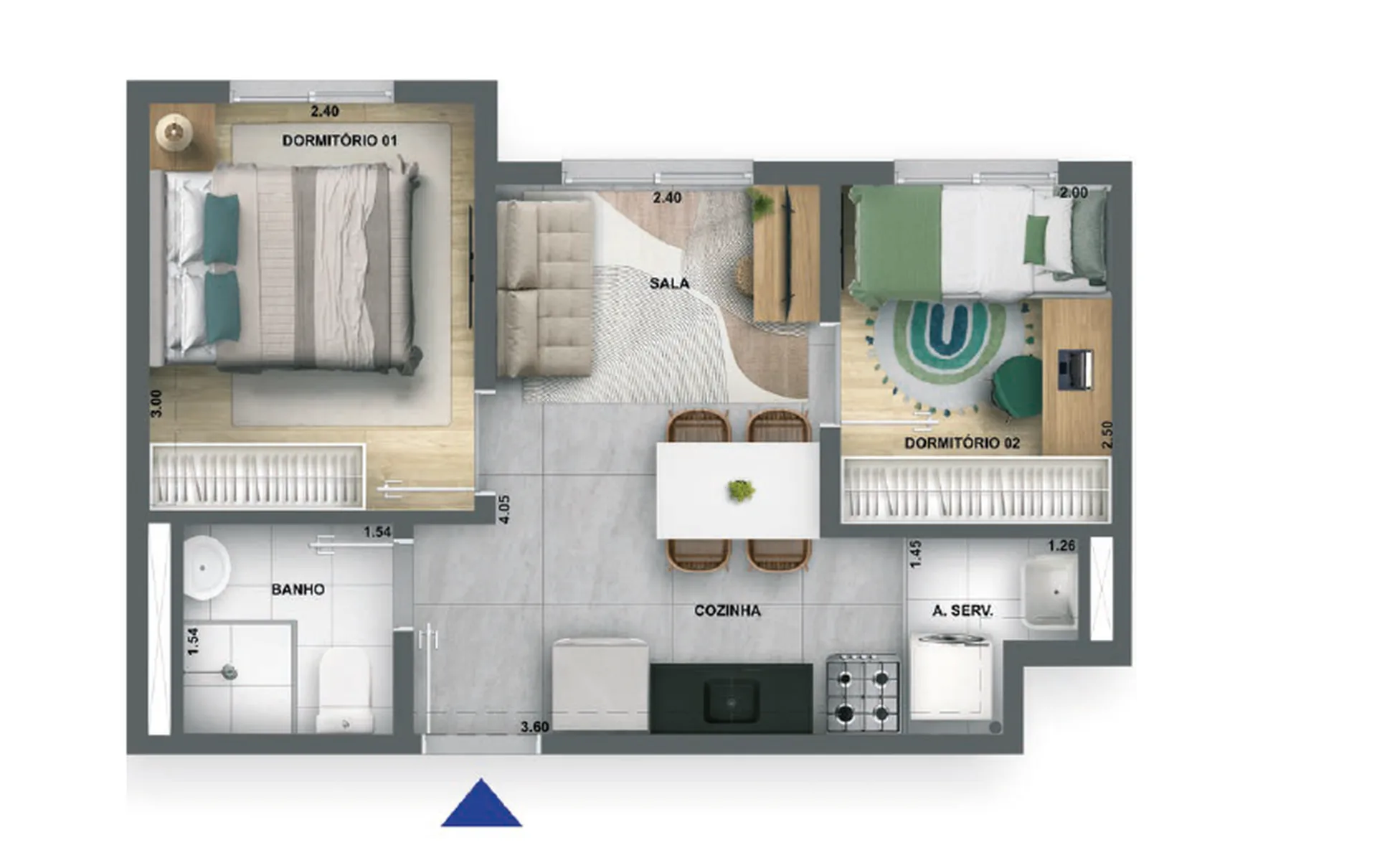 Planta do Atmosfera Jaguaré em Jaguaré — 2 dorm. 32,16 m²