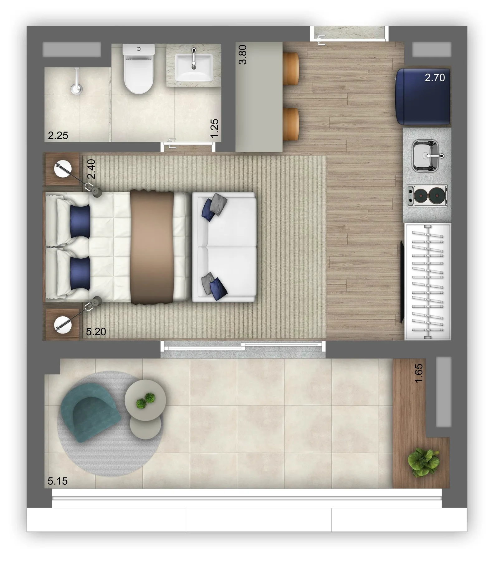 Planta do Atmosfera Vila Mariana em Vila Mariana — studio de 32,60 m²