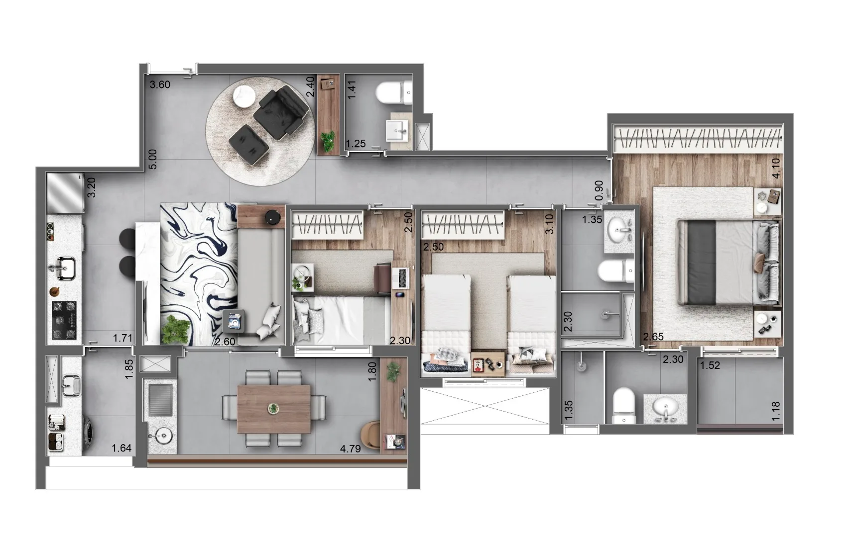 Planta do Autoral Moema em Moema — 3 dormitórios, 83 m²
