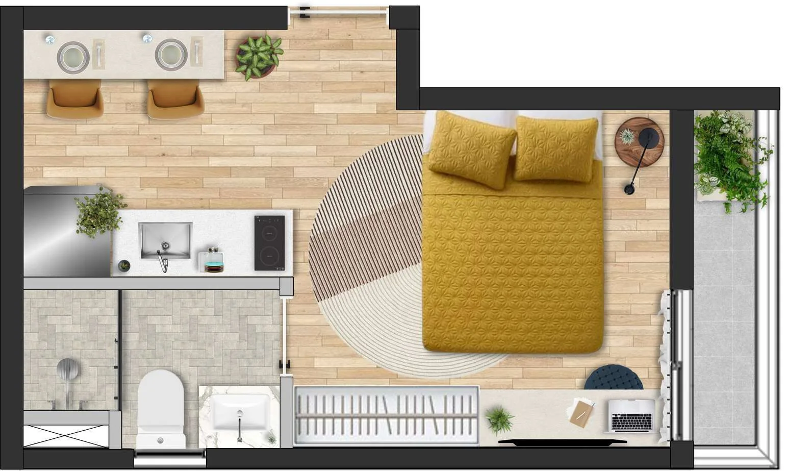 Planta do B.Connect Perdizes em Perdizes — studio de 20 m²