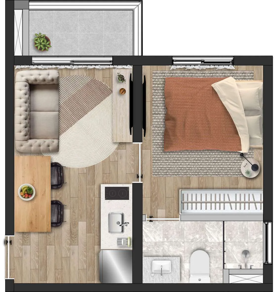 Planta do B.Connect Perdizes em Perdizes — 1 dormitório, 26 m²