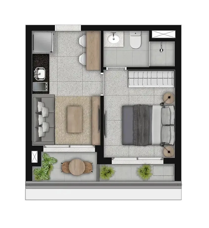 Planta do Barô Higienópolis by You em Higienópolis — 1 dormitório, 29,78 m²