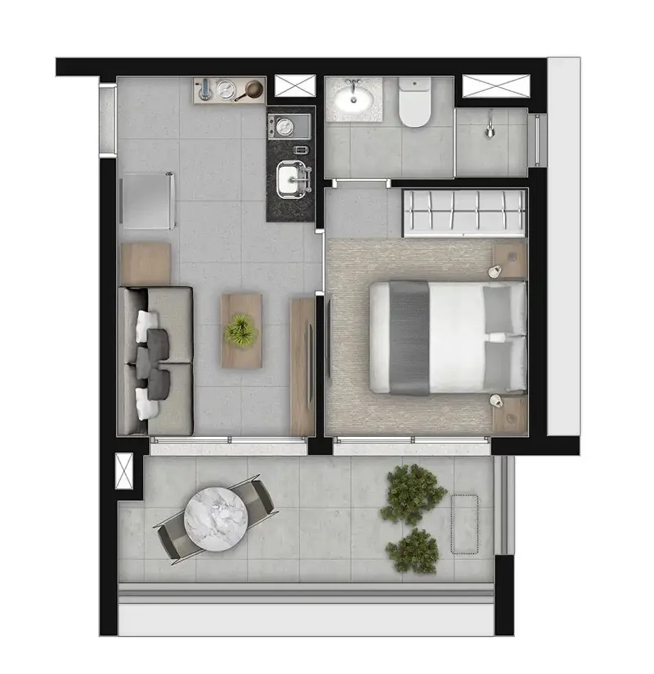 Planta do Barô Higienópolis by You em Higienópolis — 1 dormitório, 29,79 m²