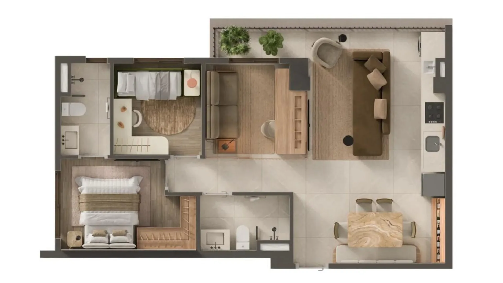 Planta do Berti 55 em Saúde — 3 dormitórios, 65 m²
