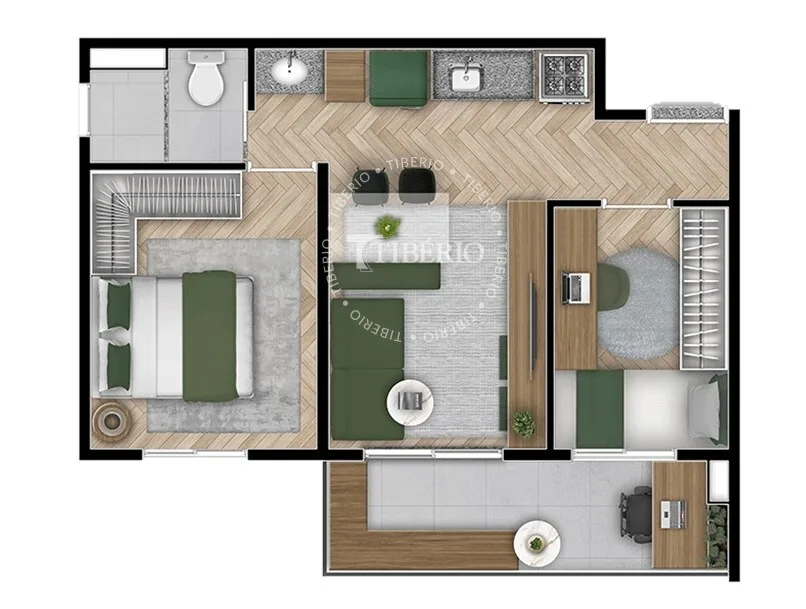 Planta do Blend Saúde em Saúde — 2 dormitórios – 42,02 m²