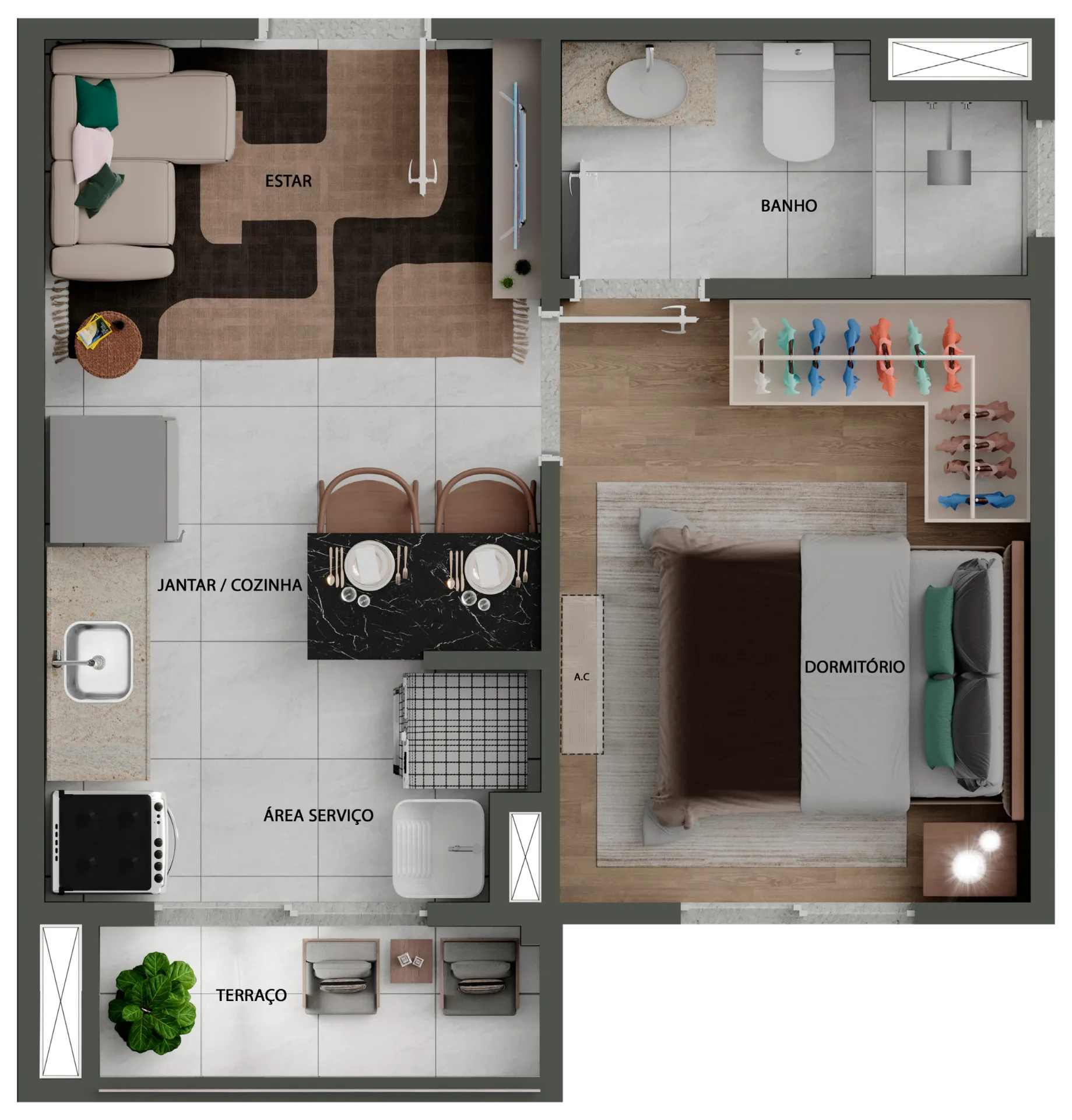 Planta do Bliss Concept em Butantã — 1 dormitório, 27 m²