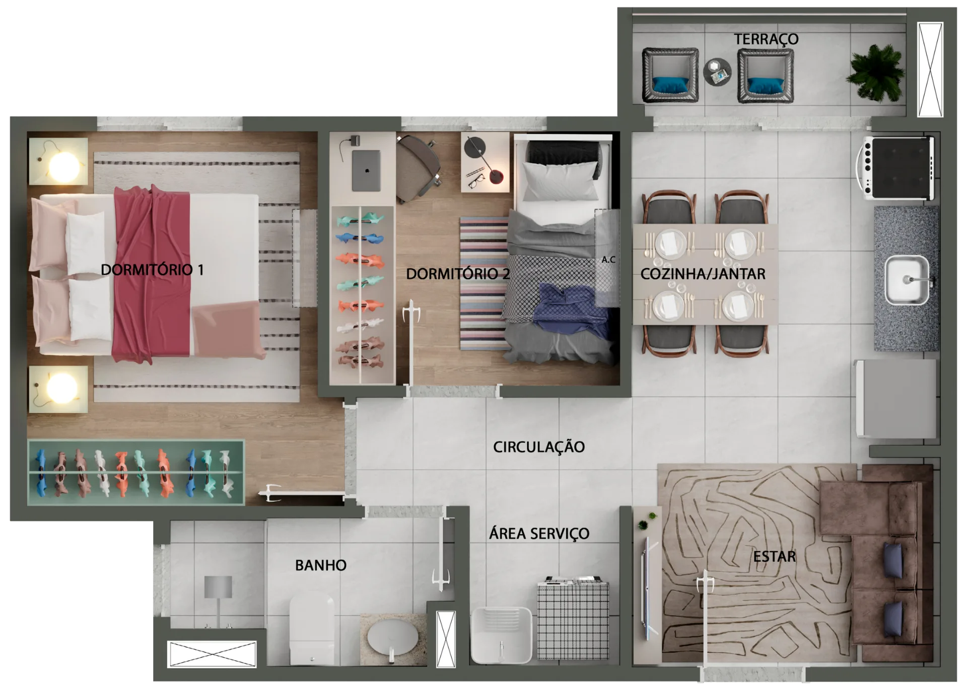 Planta do Bliss Concept em Butantã — 2 dormitórios, 37 m²