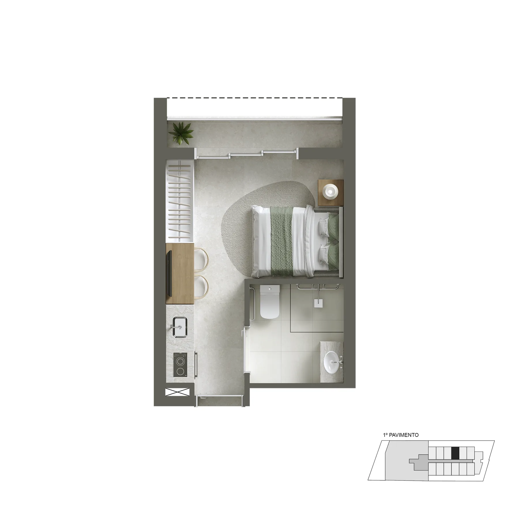 Planta do Borogodó em Vila Mariana — 1 dormitório – 19 m²