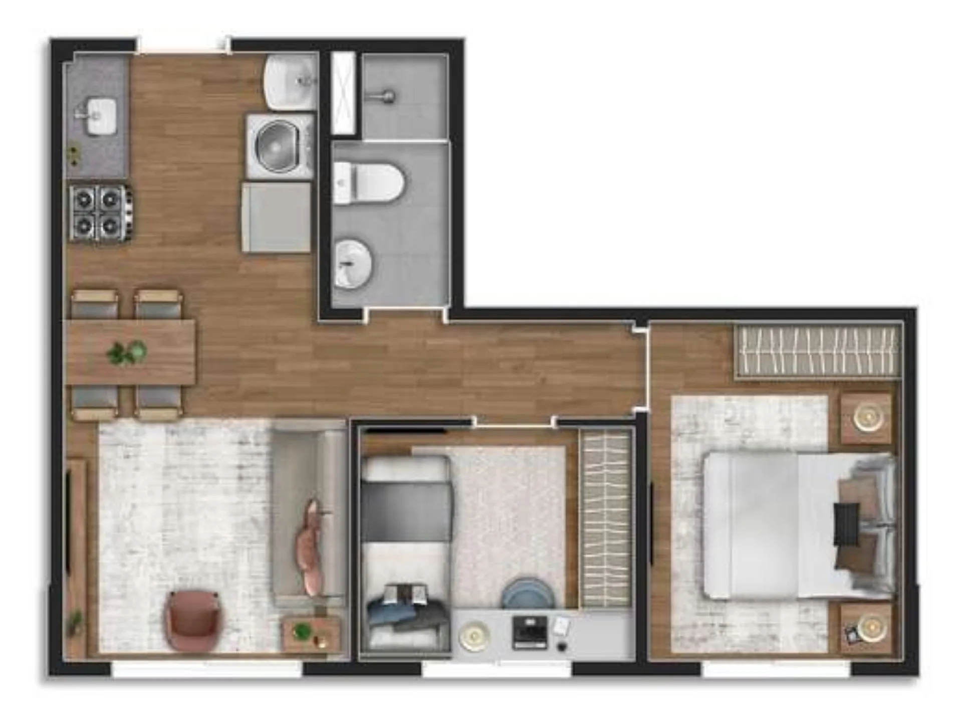 Planta do Bosque Ipiranga Fase 3 em Ipiranga — 2 dormitórios, 38 m²