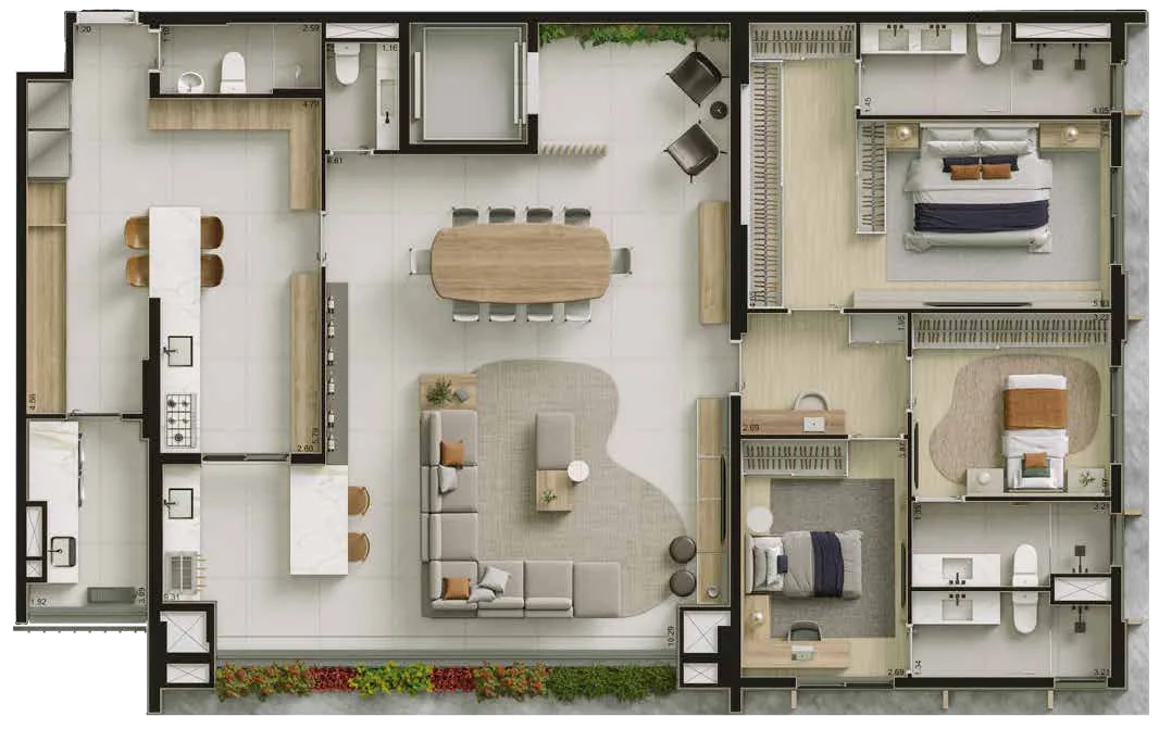 Planta do Bosque Vila Nova em Vila Nova Conceição — 3 dormitórios, 194 m²