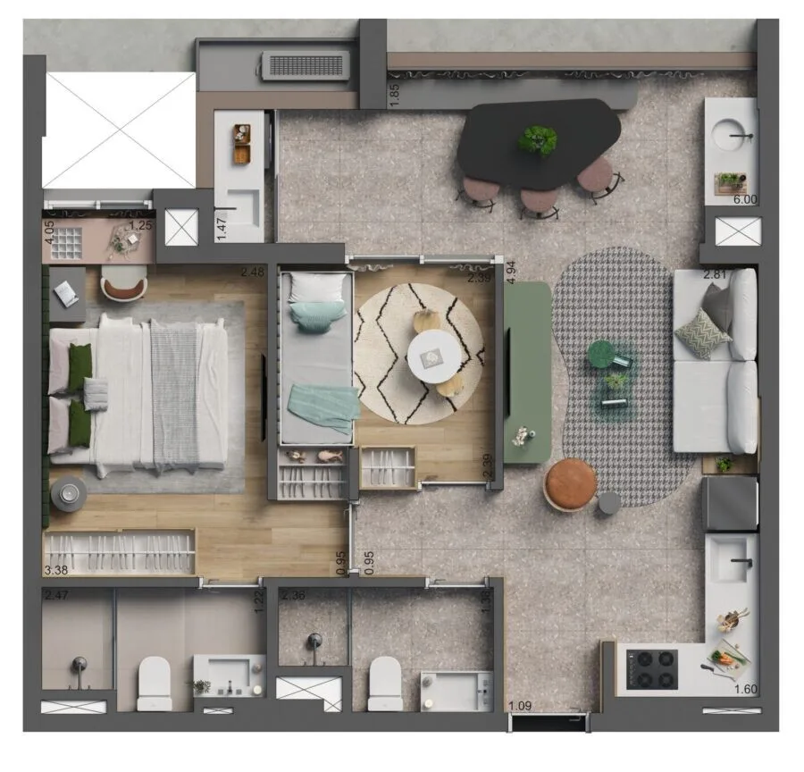 Planta do Botaní em Pompéia — 2 dormitórios – 56 m²
