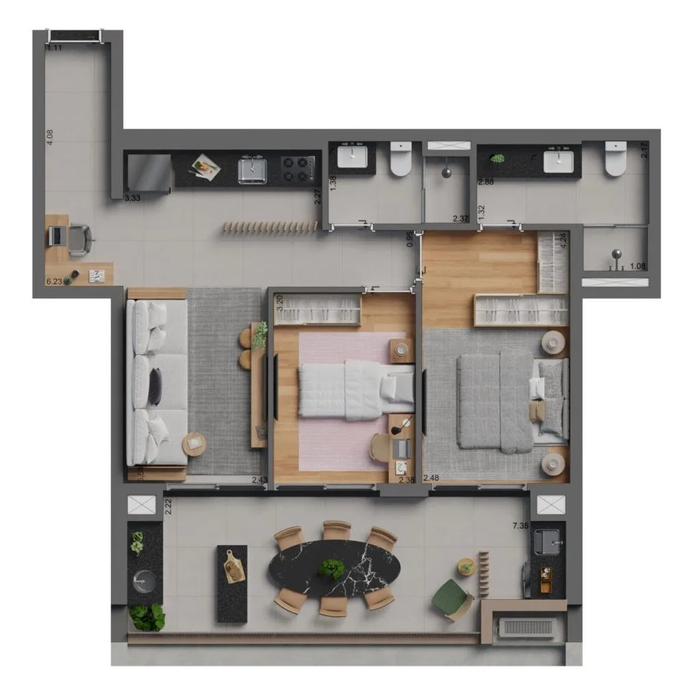 Planta do Botaní em Pompéia — 2 dormitórios – 78 m²