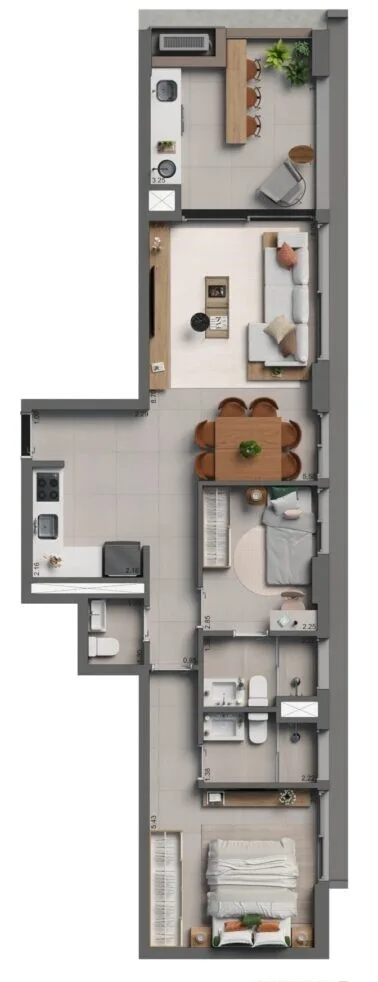 Planta do Botaní em Pompéia — 2 dormitórios – 79 m²