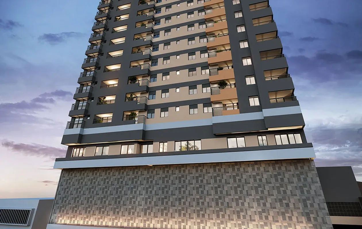 Fachada do Brisas da Praça, lançamento em Cidade Patriarca, São Paulo