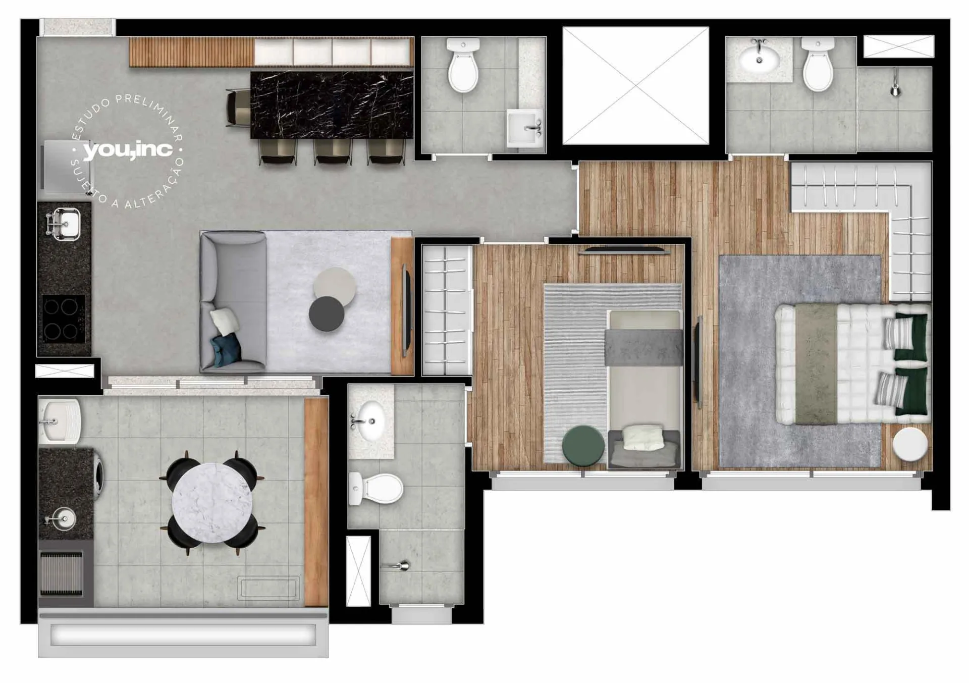 Planta do Brook by You em Brooklin — 2 dormitórios, 69 m²