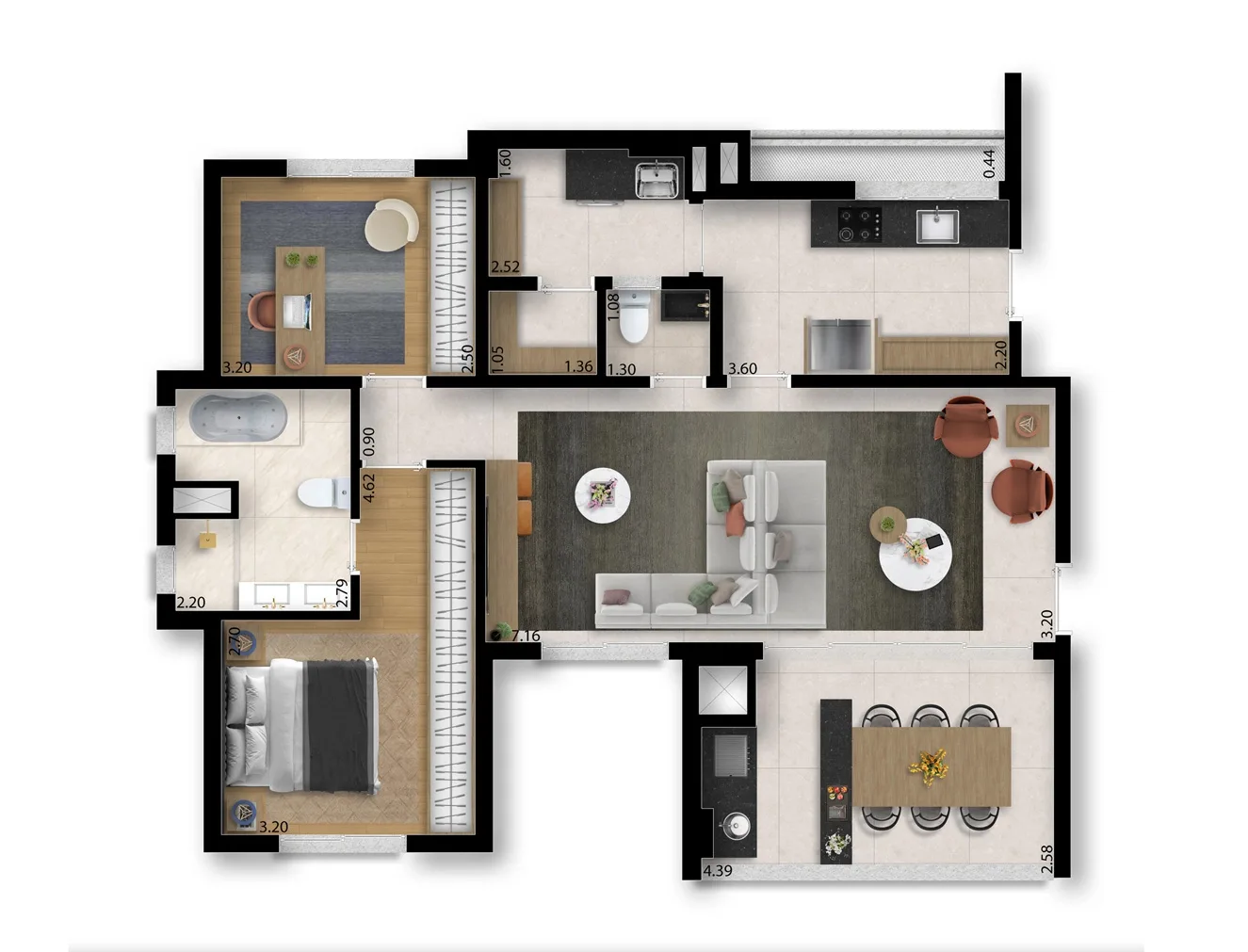 Planta do Cabral 170 em Pinheiros — 1 dormitório, 94 m² (opção)