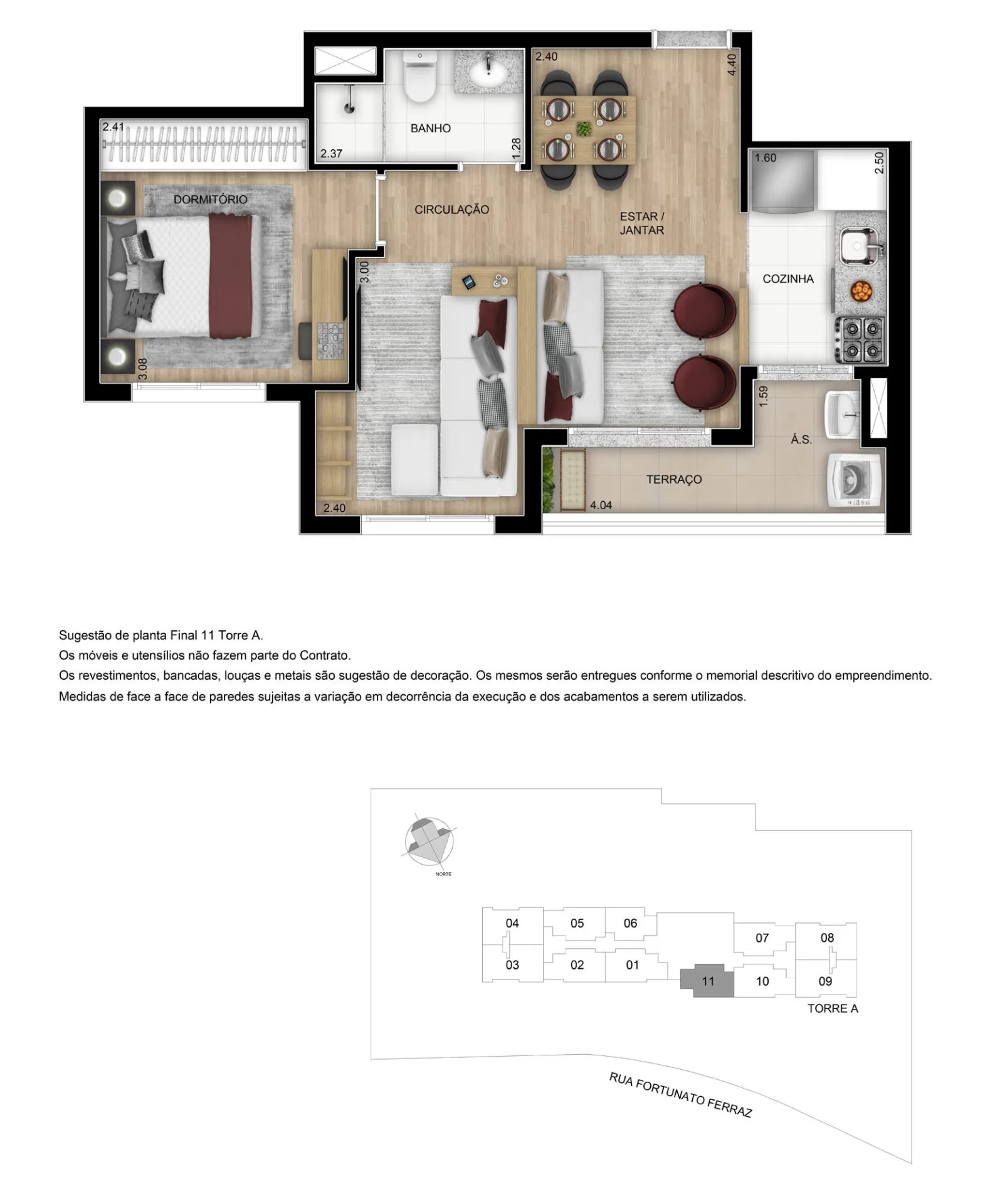Planta do Caminhos da Lapa Elo em Lapa — 1 dormitório, 47 m² (opção)