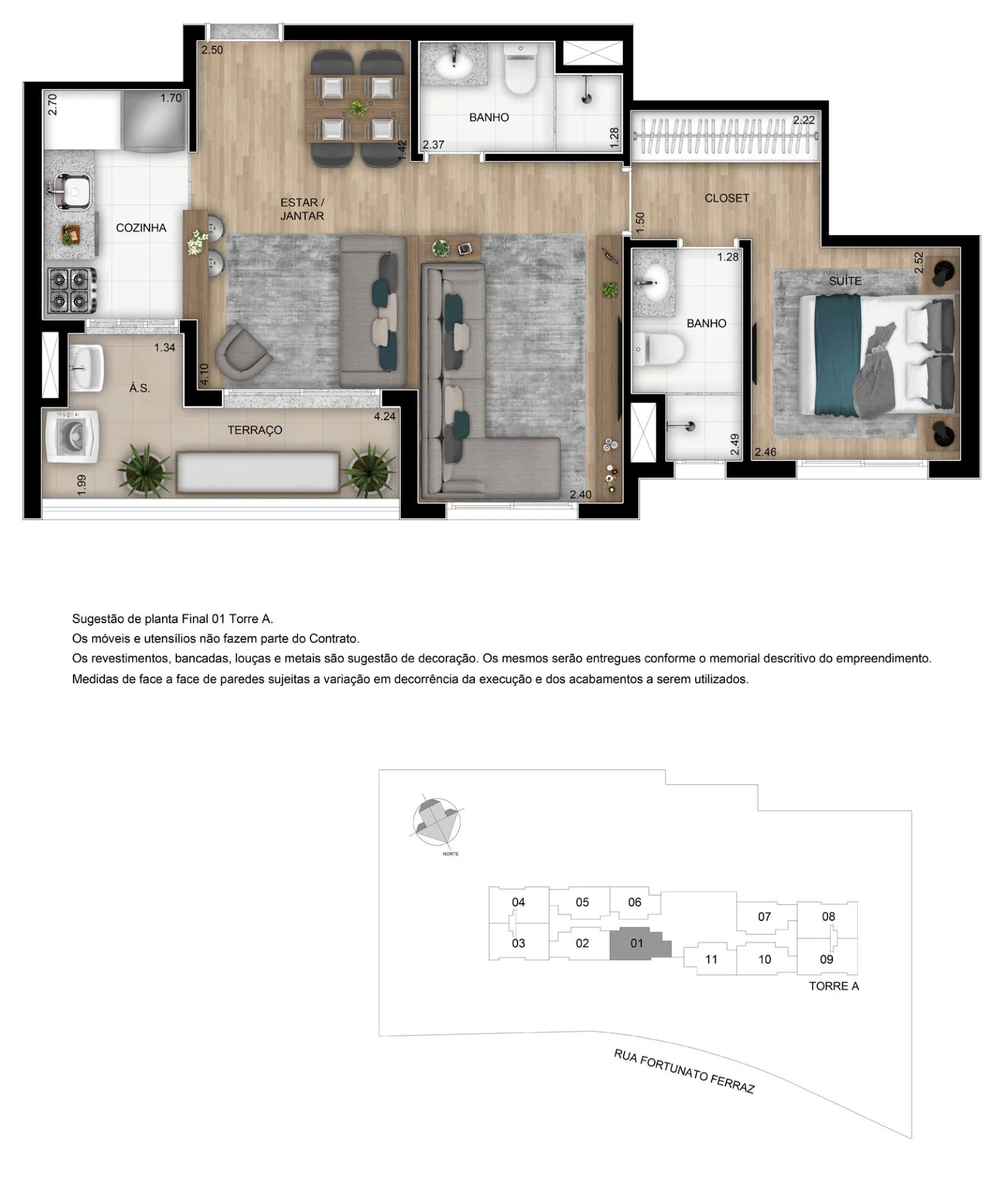 Planta do Caminhos da Lapa Elo em Lapa — 1 dormitório, 55 m² (opção)