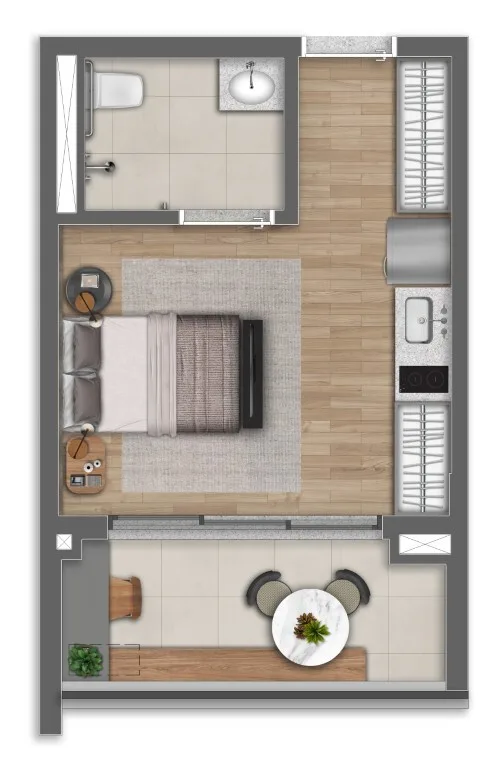 Planta do Camino Alto da Boa Vista em Alto da Boa Vista — 1 dormitório – 30 m² Studio