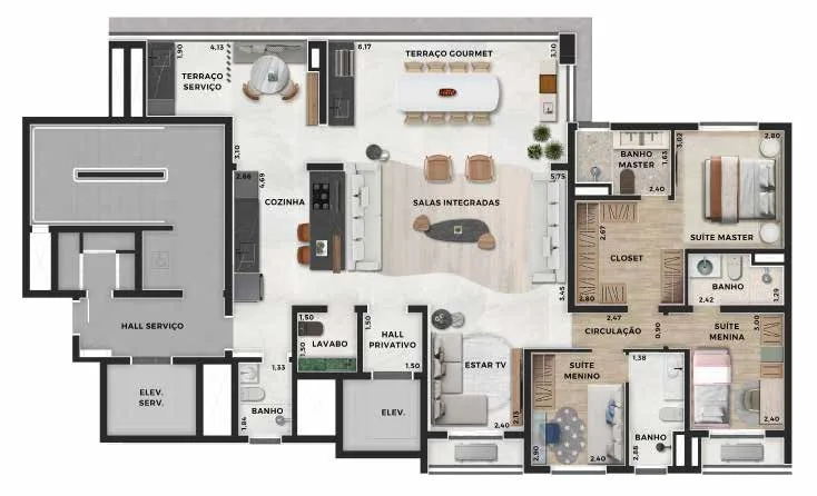 Planta do Canta em Santana — 4 dormitórios, 148 m²