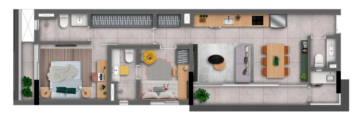 Planta do Canto Sabiá Moema em Moema — 2 dormitórios, 68 m²