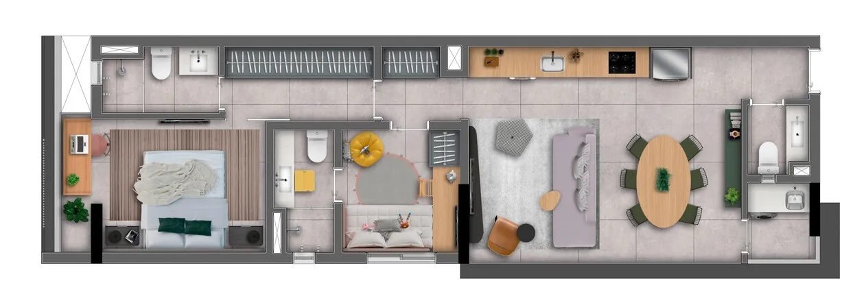Planta do Canto Sabiá Moema em Moema — 2 dormitórios, 68 m²