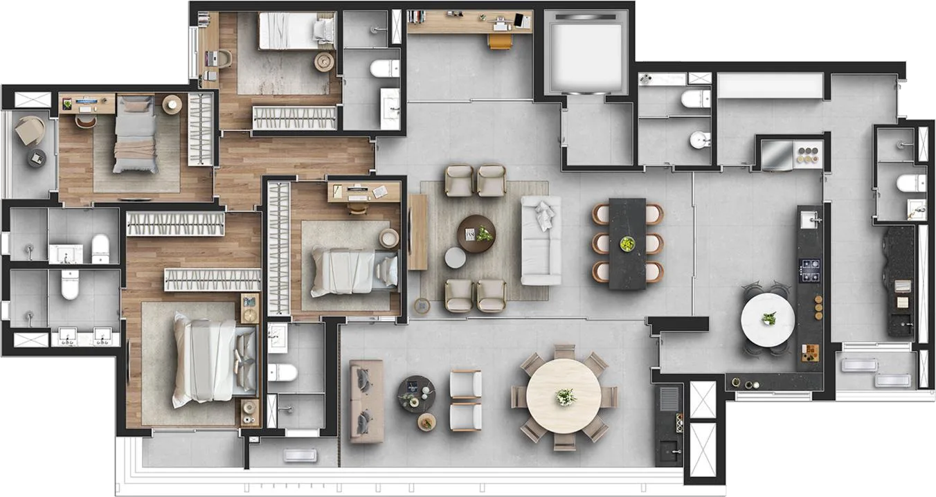 Planta do Capitolo by Piero Lissoni em Chácara Klabin — 4 dormitórios, 210 m²