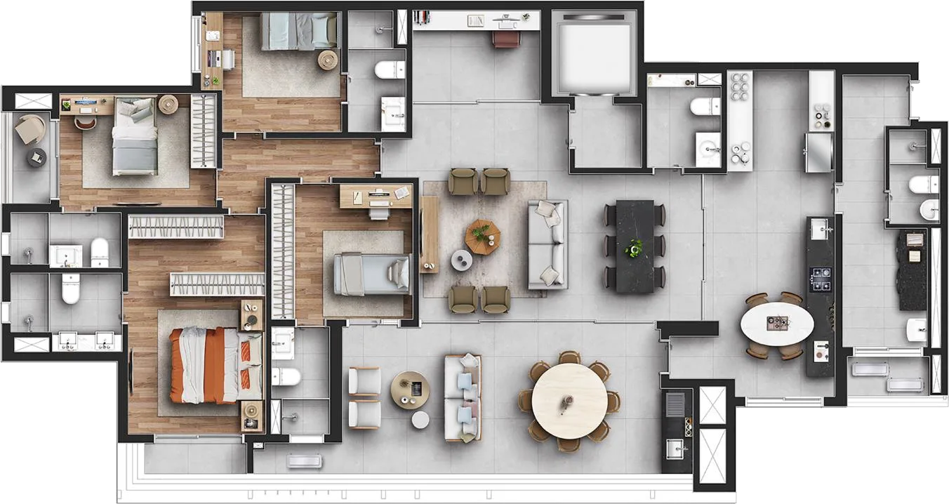 Planta do Capitolo by Piero Lissoni em Chácara Klabin — 4 dormitórios, 210 m² (opção)