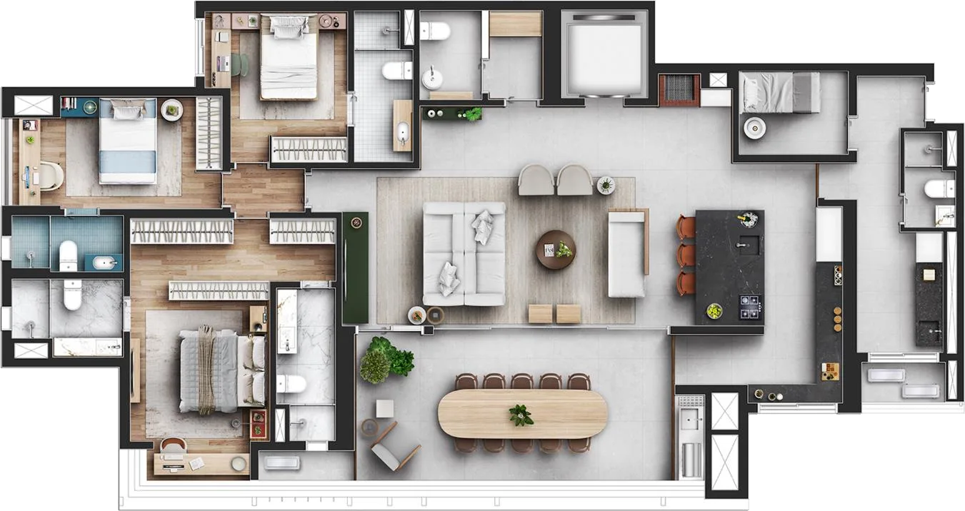 Planta do Capitolo by Piero Lissoni em Chácara Klabin — 3 dormitórios, 210 m² (opção)