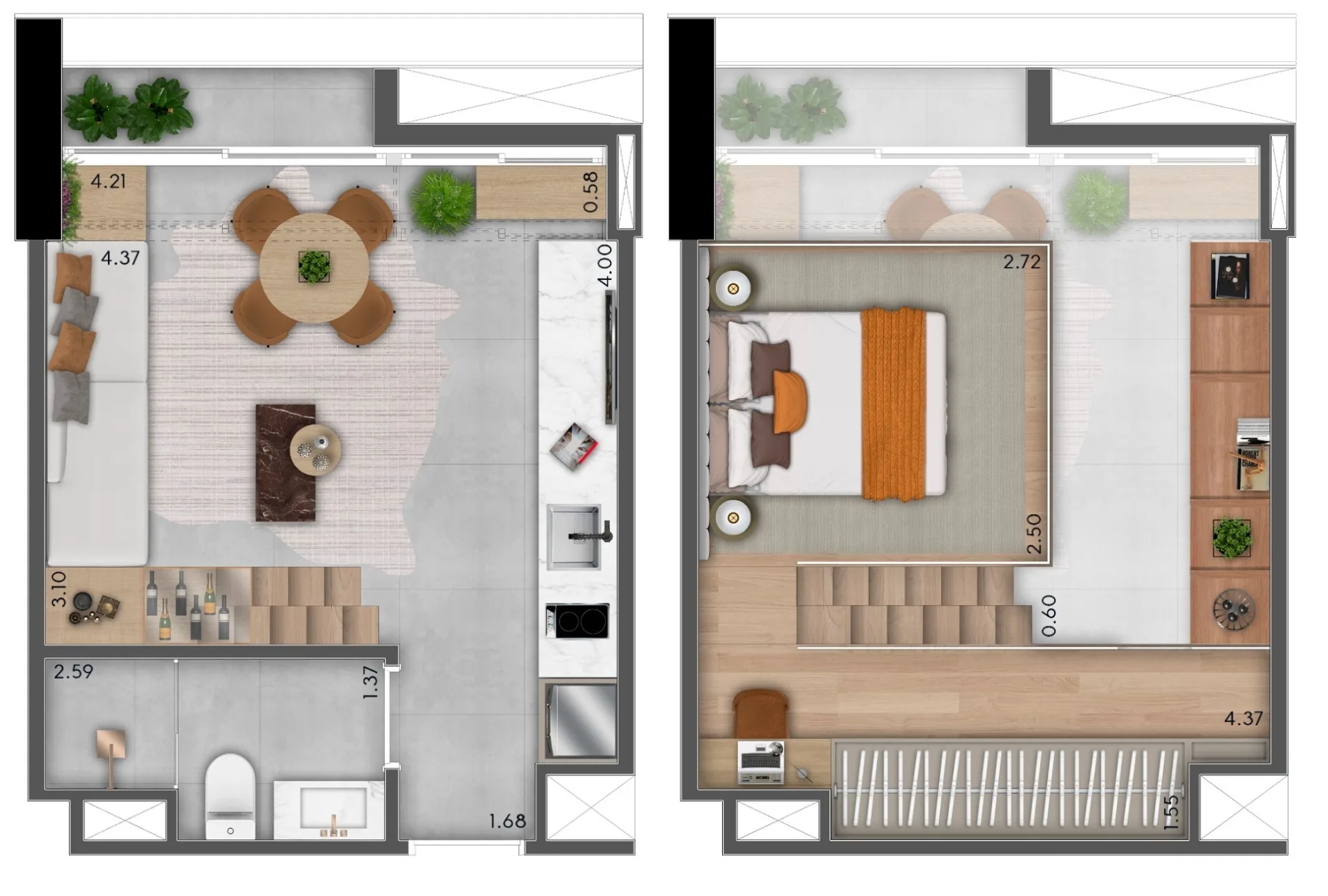 Planta do Cardoso 432 em Perdizes — 1 dormitório, 27 m² (opção)