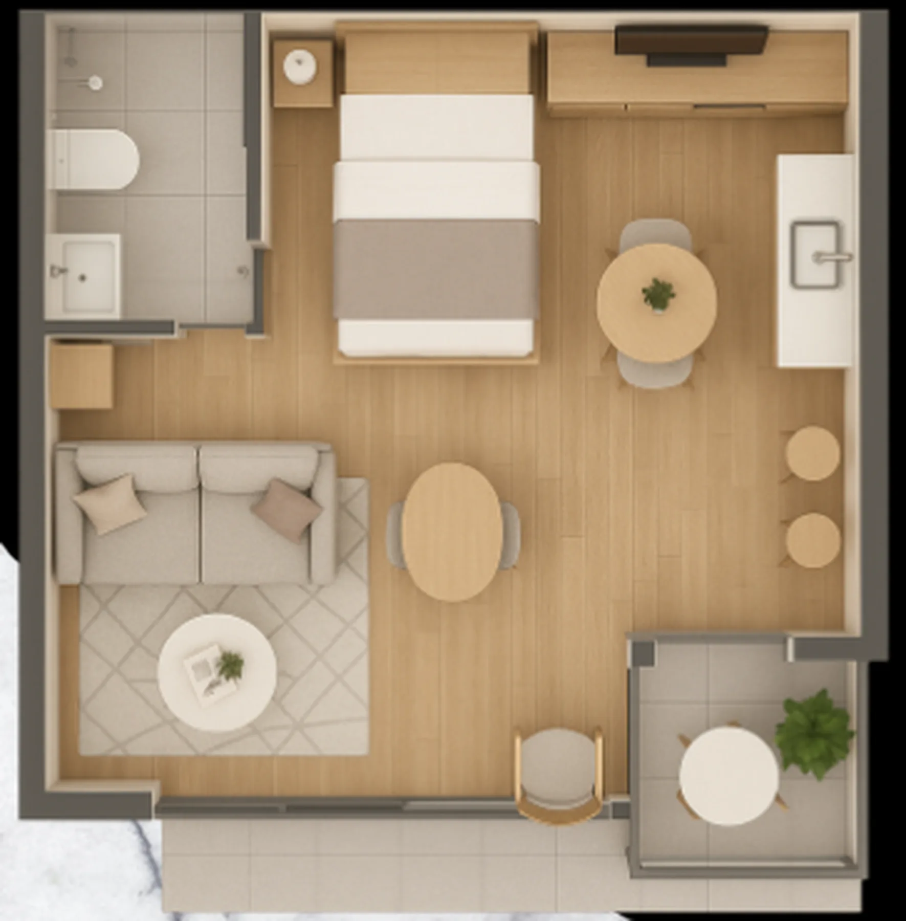 Planta do Carrare Vila Mariana em Vila Mariana — 1 dormitório – 29 m² Studio