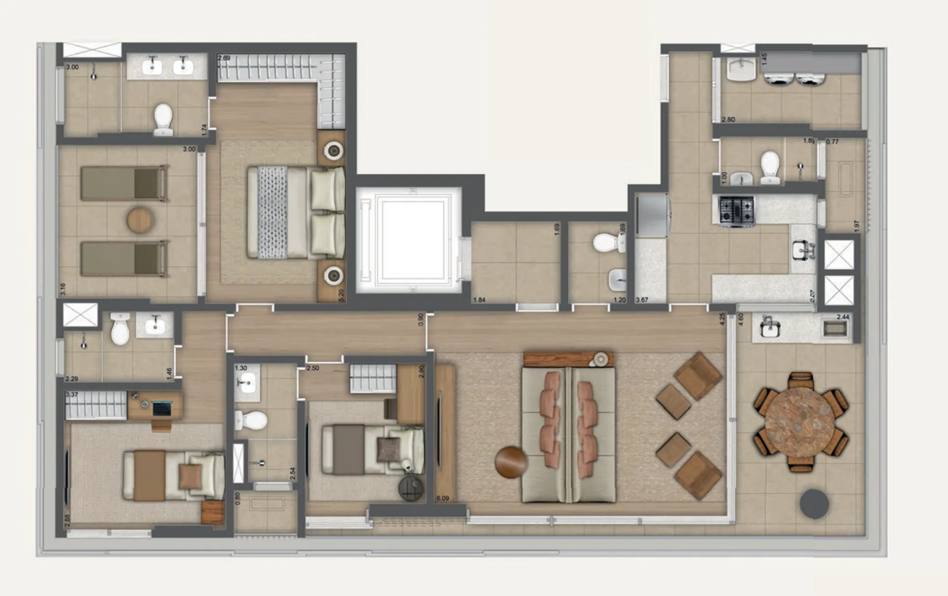 Planta do Casa Jardins Jaú by You em Jardim Paulista — 3 dormitórios – 145 m²