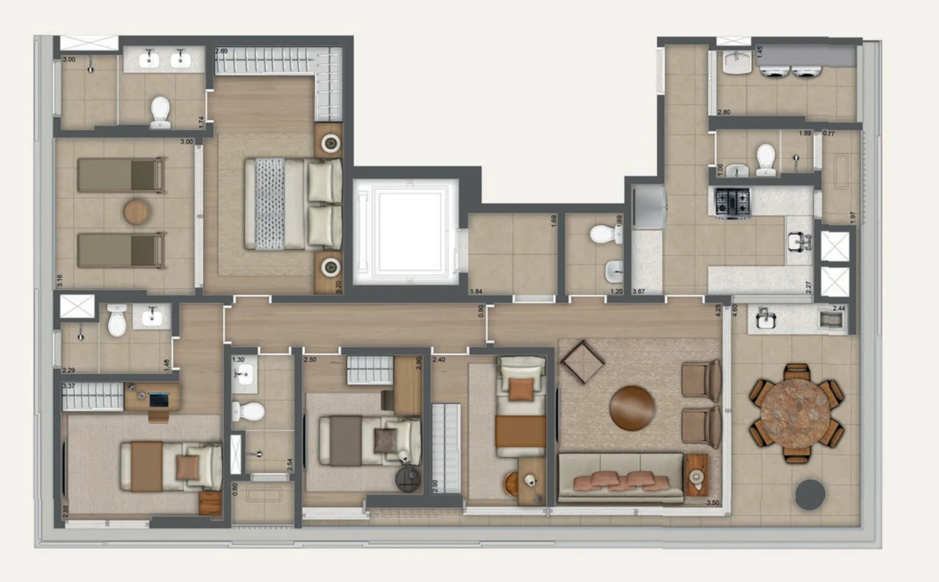 Planta do Casa Jardins Jaú by You em Jardim Paulista — 4 dormitórios – 145 m²