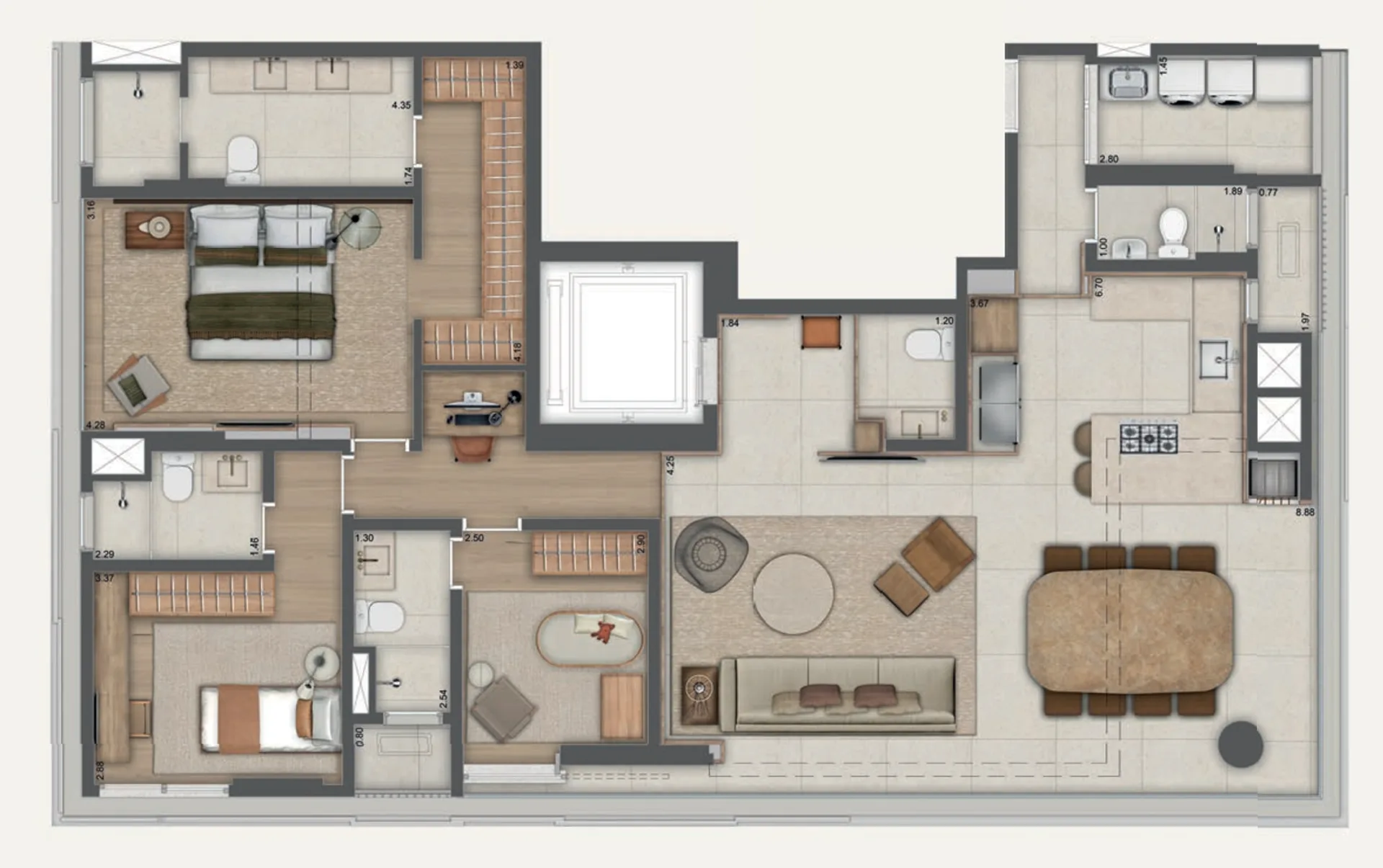 Planta do Casa Jardins Jaú by You em Jardim Paulista — 3 dormitórios – 145 m²