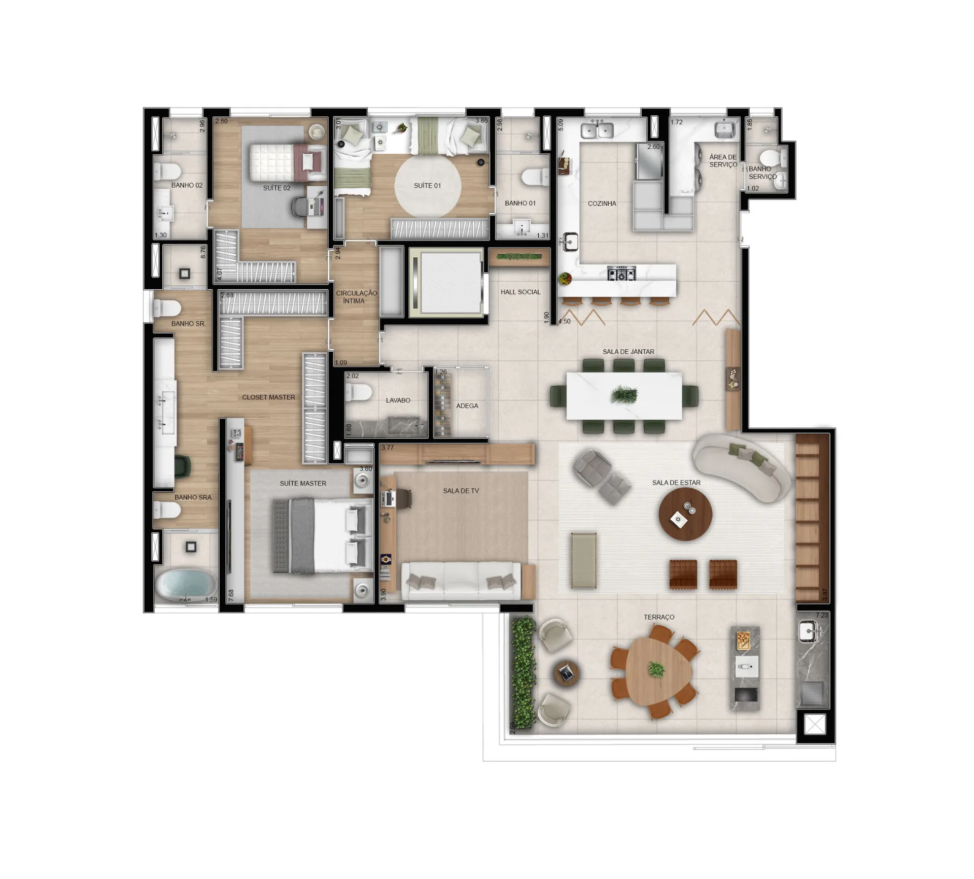Planta do Casa Raízes by Ditolvo em Vila Andrade — 3 dormitórios, 222 m² (opção)