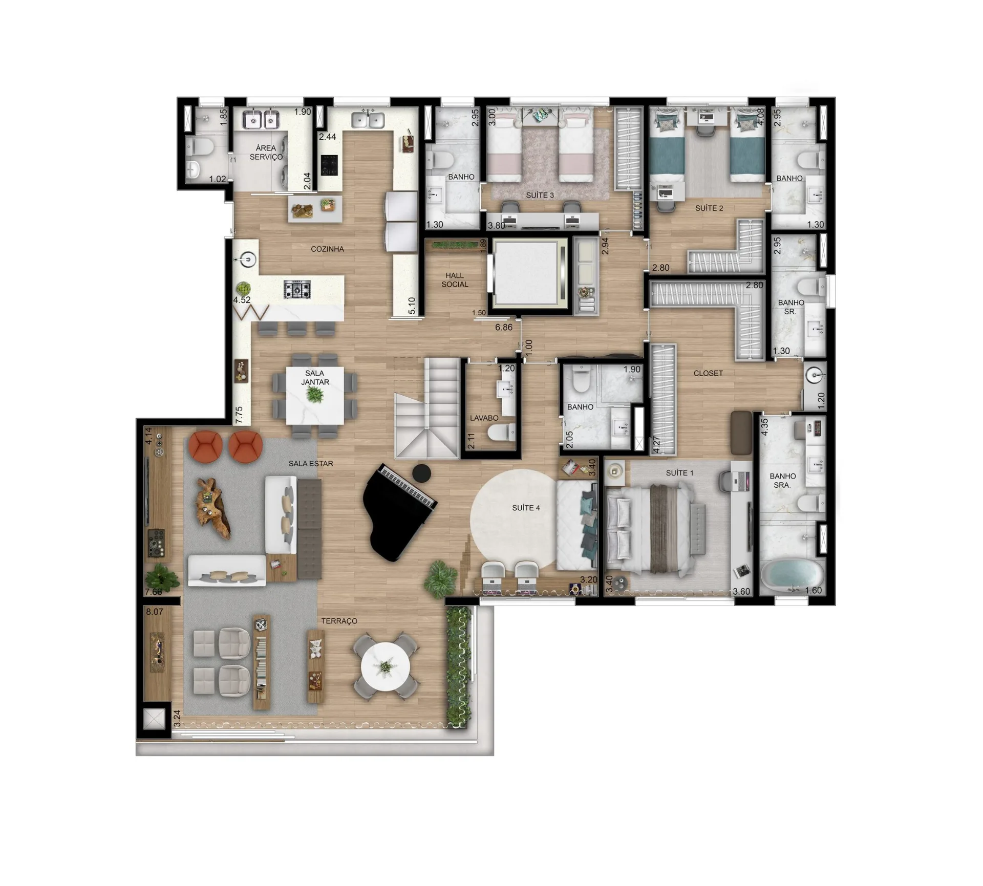 Planta do Casa Raízes by Ditolvo em Vila Andrade — 4 dormitórios, 388 m²